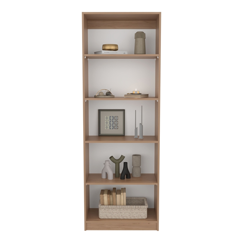 Vinton Bookcase 5 Shelf for Books and Decor Light Oak Engineered Wood