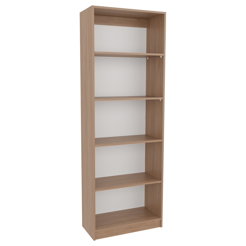 Vinton Bookcase 5 Shelf for Books and Decor Light Oak Engineered Wood