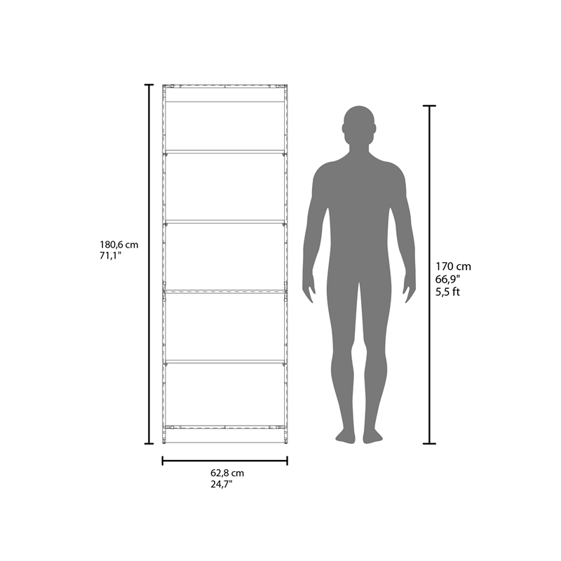 Vinton Bookcase 5 Shelf for Books and Decor Light Oak Engineered Wood