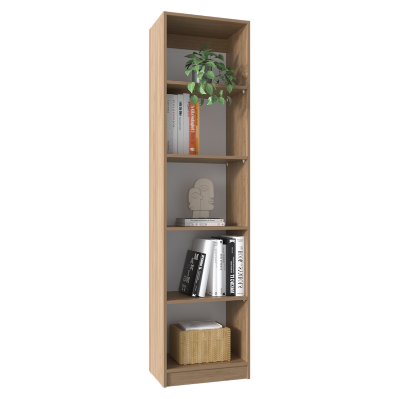 Vinton XS Bookcase Compact with Multiple Shelves Light Oak Engineered Wood