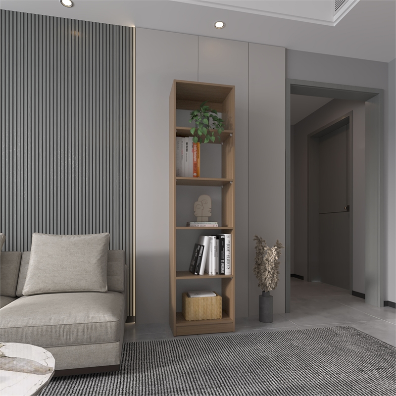 Vinton XS Bookcase Compact with Multiple Shelves Light Oak Engineered Wood