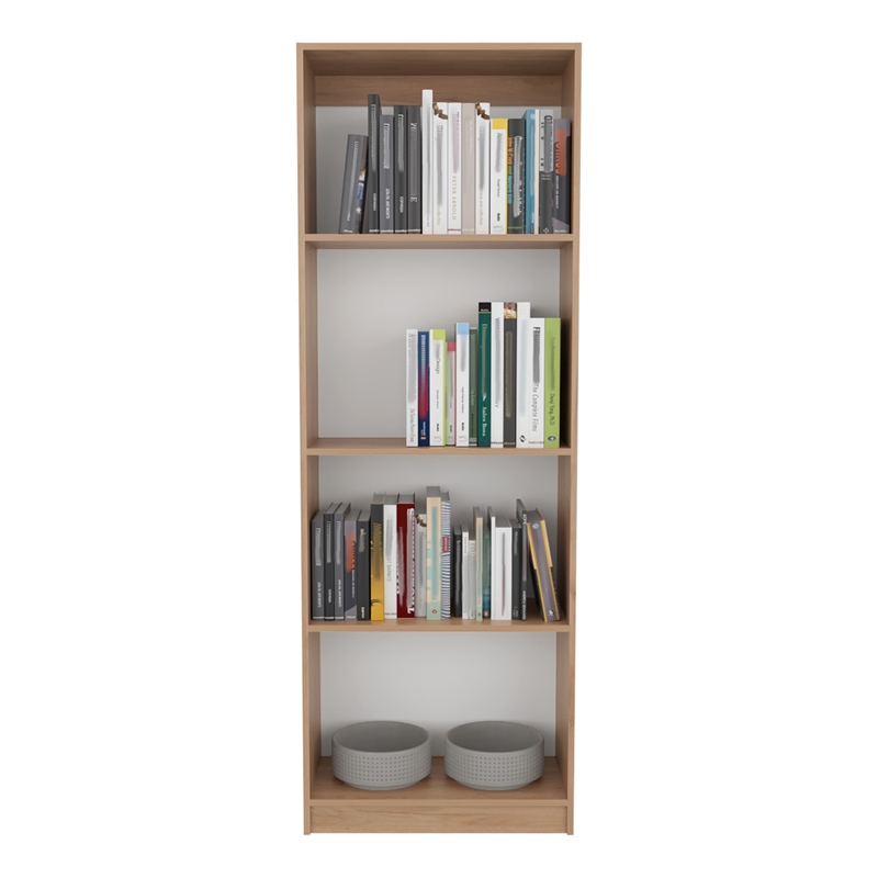 Vinton Bookcase with Spacious Tier-Shelving Design Natural Oak Engineered Wood