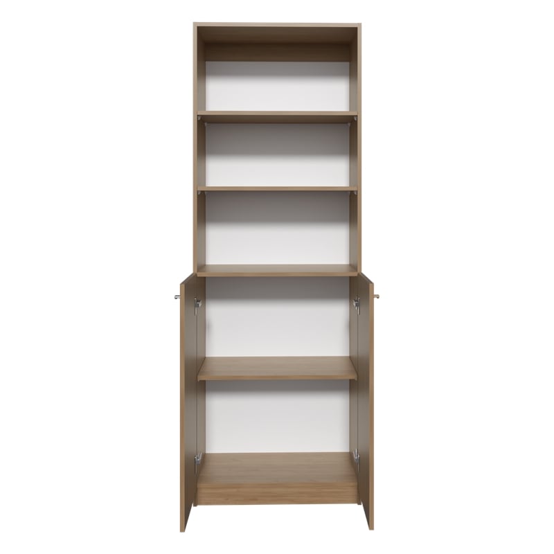Vinton 2 Door Bookcase with Upper Shelves Natural Oak/White Engineered Wood