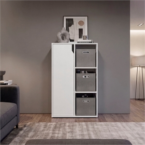 Icard 40&quot Bookshelf with 6 Shelves & 3 Baskets - White - Engineered Wood