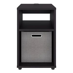 Parmele 19&quot Side Table 1 Shelf & 1 Fabric Storage Basket - Black Wengue - Engineered Wood
