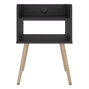 Morven Nightstand 22.8&quot H - 1 USB Port 2 Shelves - Black Wengue -  Engineered Wood