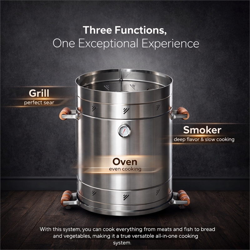 Medium Stainless Steel Smoker 304 Grade 20-Gauge 23.6