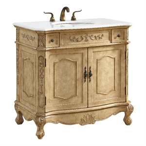 Elegant Kitchen and Bath Danville 36&quot Solid Wood Bathroom Vanity in Light Beige