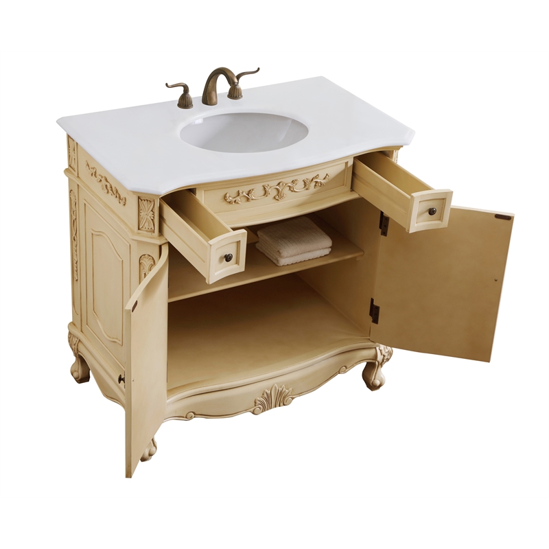 Elegant Kitchen and Bath Danville Solid Wood Bathroom Vanity in Antique Beige