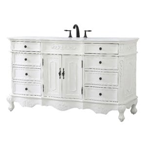 Elegant Kitchen and Bath Danville 60&quot Single Solid Wood Bathroom Vanity in White