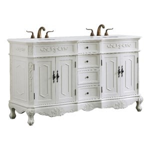 Elegant Kitchen and Bath Danville 60&quot Double Solid Wood Bathroom Vanity in White