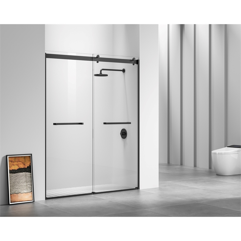 Elegant Kitchen and Bath Hamilton Frameless Aluminum Shower Door in Black