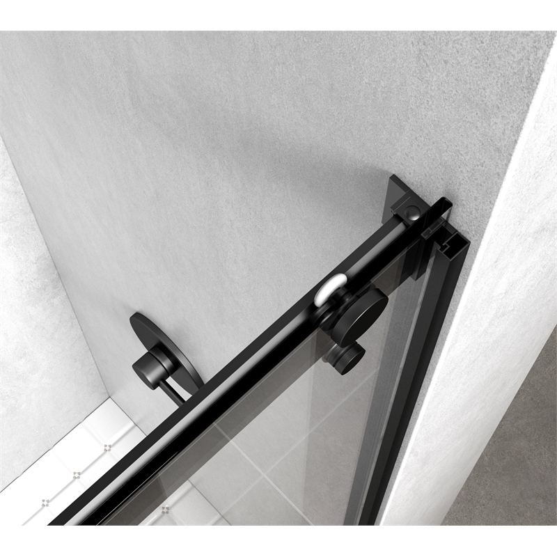 Elegant Kitchen and Bath Hamilton Frameless Aluminum Shower Door in Black