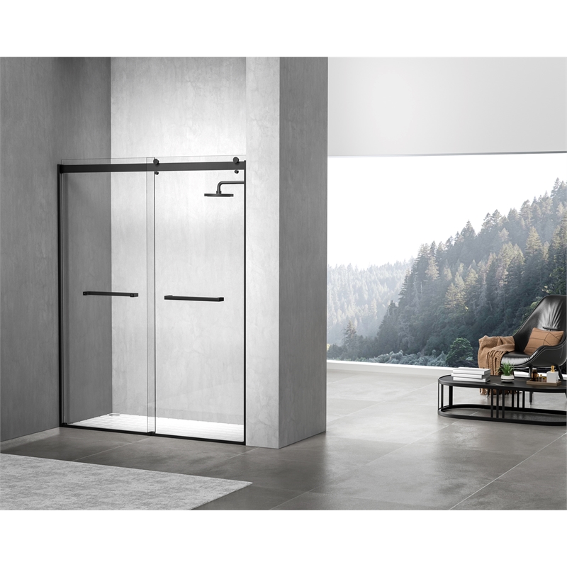 Elegant Kitchen and Bath Hamilton Frameless Aluminum Shower Door in Black