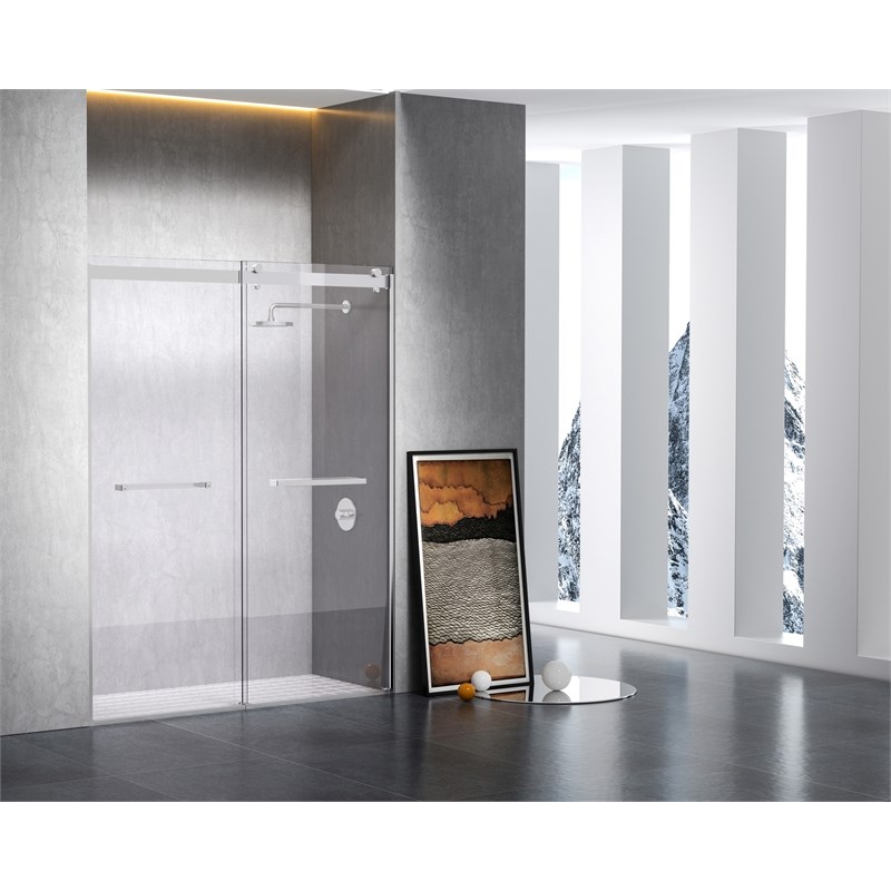 Elegant Kitchen and Bath Hamilton Frameless Aluminum Shower Door in Chrome