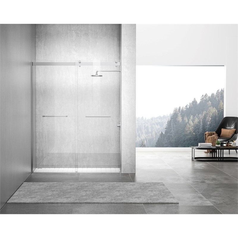 Elegant Kitchen and Bath Hamilton Frameless Aluminum Shower Door in Chrome