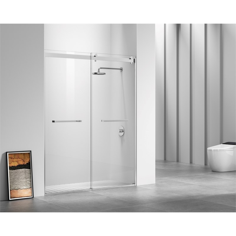 Elegant Kitchen and Bath Hamilton Frameless Aluminum Shower Door in Chrome