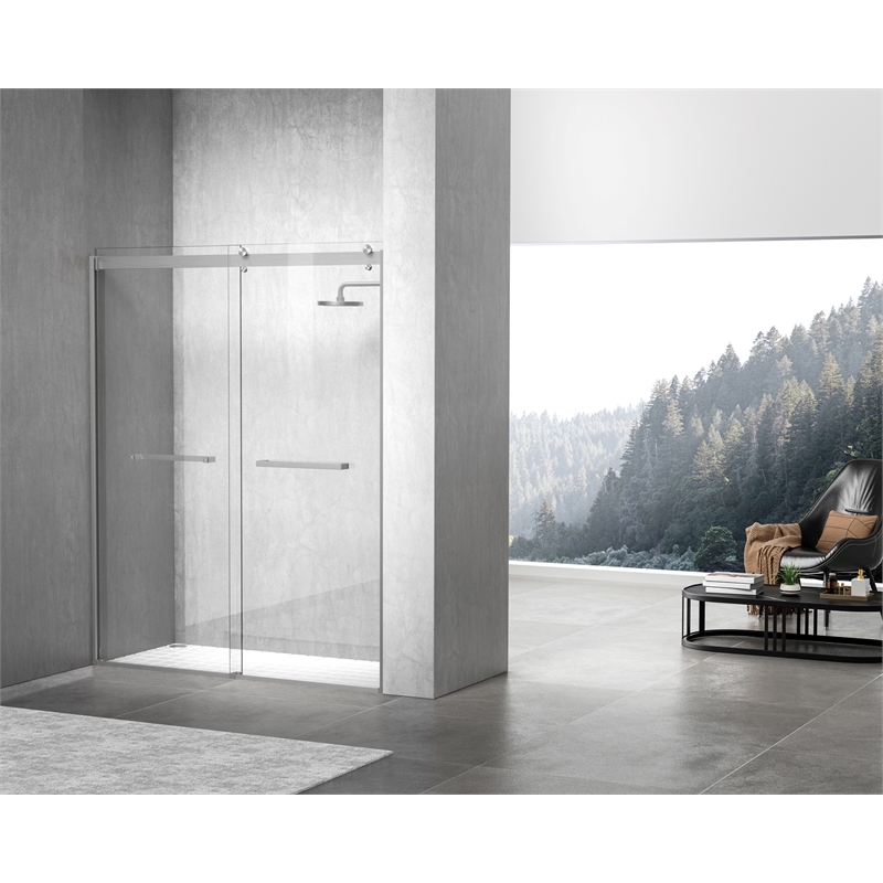 Elegant Kitchen and Bath Hamilton Frameless Aluminum Shower Door in Nickel