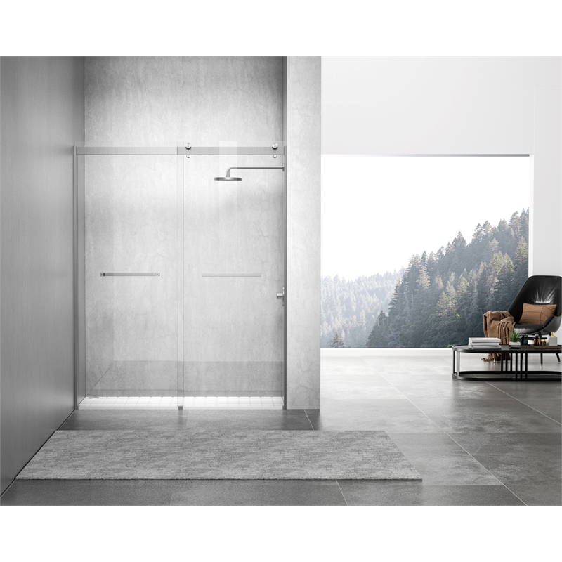 Elegant Kitchen and Bath Hamilton Frameless Aluminum Shower Door in Nickel