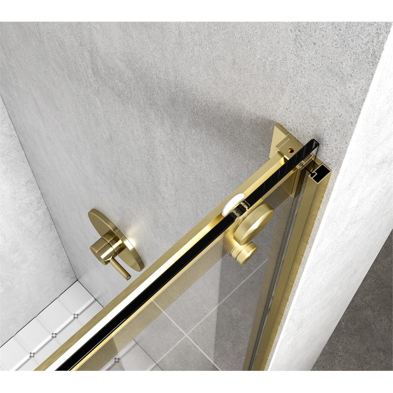 Elegant Kitchen and Bath Hamilton Frameless Aluminum Shower Door in Gold