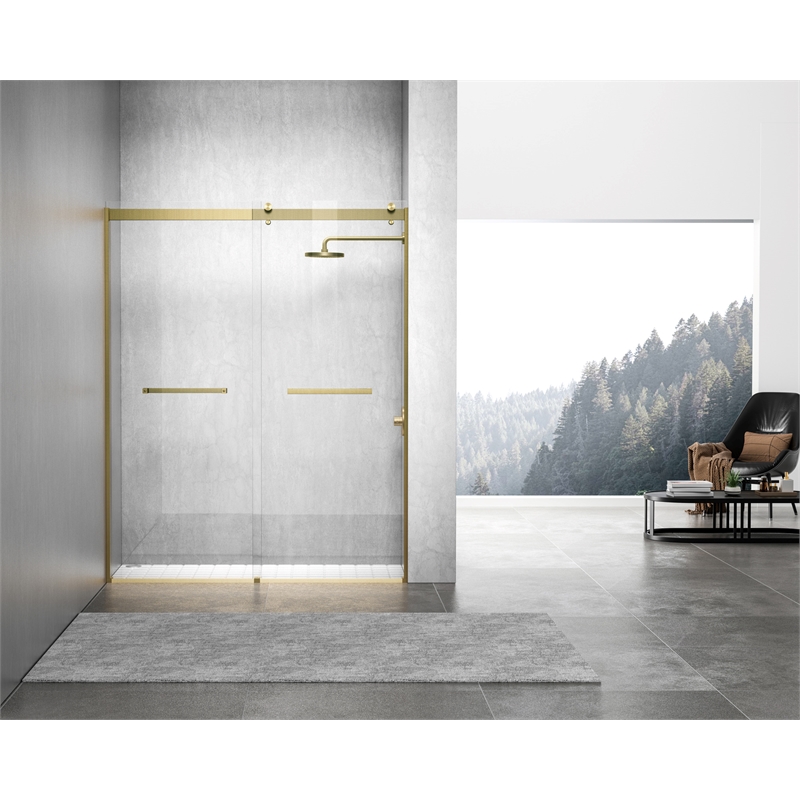 Elegant Kitchen and Bath Hamilton Frameless Aluminum Shower Door in Gold