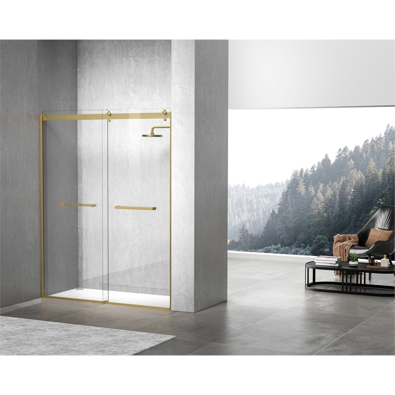 Elegant Kitchen and Bath Hamilton Frameless Aluminum Shower Door in Gold