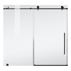 Elegant Kitchen and Bath Orlando Frameless Stainless Steel Tub Door in Black