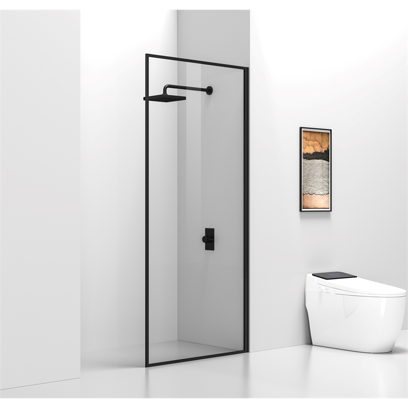 Elegant Kitchen and Bath Melbourne Fixed-framed Aluminum Shower Door in Black