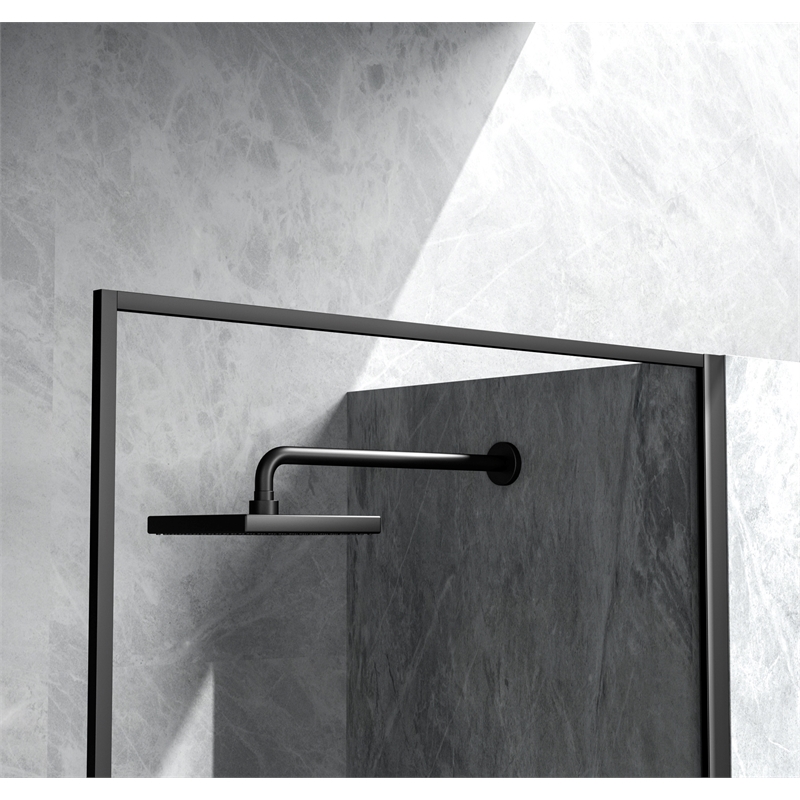 Elegant Kitchen and Bath Melbourne Fixed-framed Aluminum Shower Door in Black