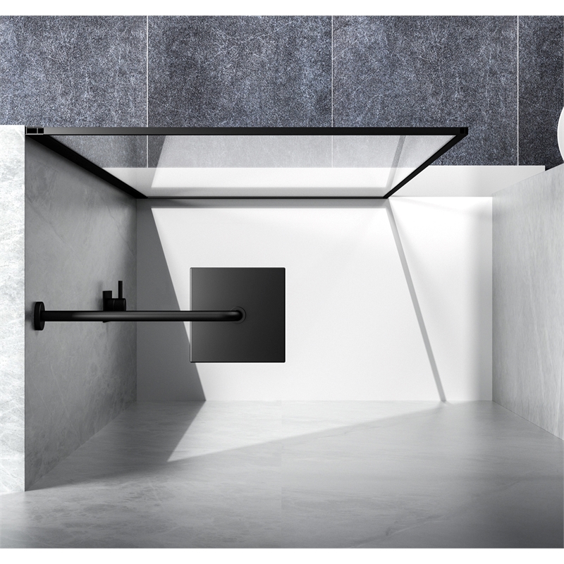 Elegant Kitchen and Bath Melbourne Fixed-framed Aluminum Shower Door in Black