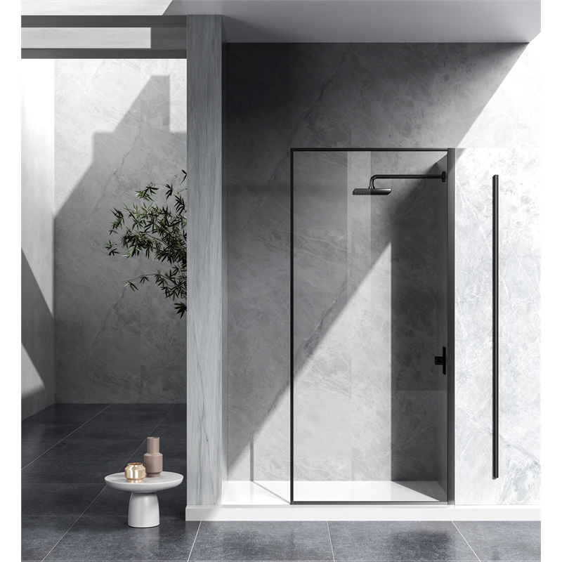 Elegant Kitchen and Bath Melbourne Fixed-framed Aluminum Shower Door in Black