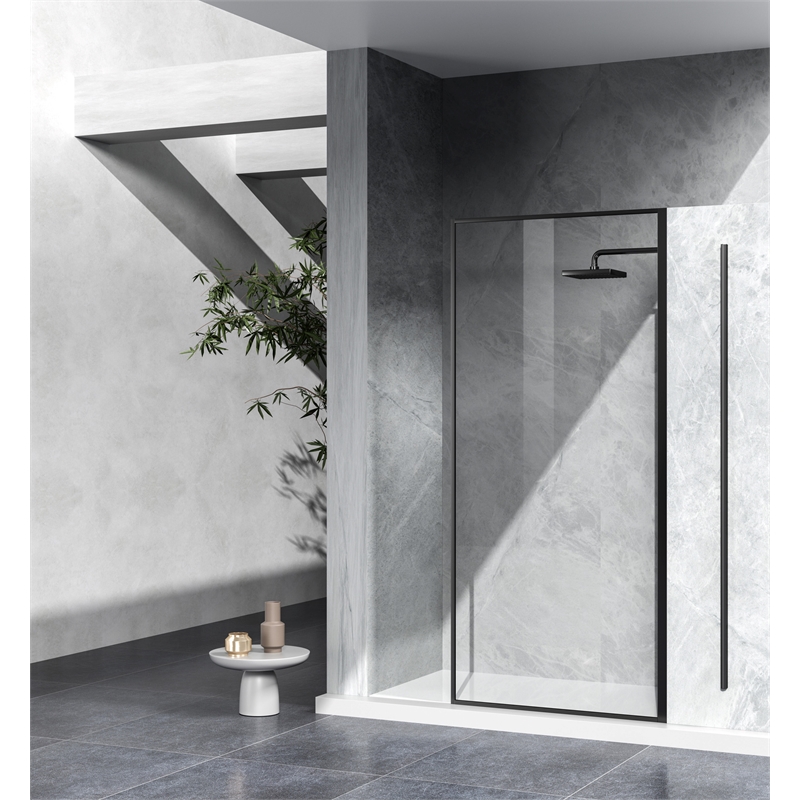 Elegant Kitchen and Bath Melbourne Fixed-framed Aluminum Shower Door in Black