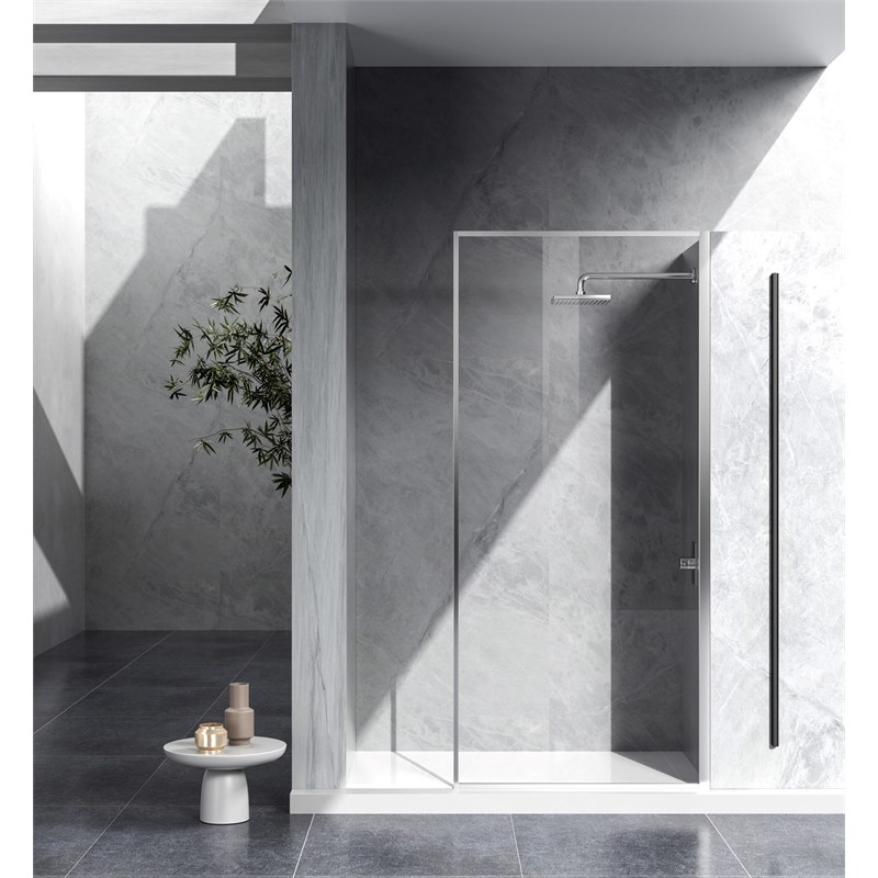 Elegant Kitchen and Bath Melbourne Fixed-framed Aluminum Shower Door in Chrome