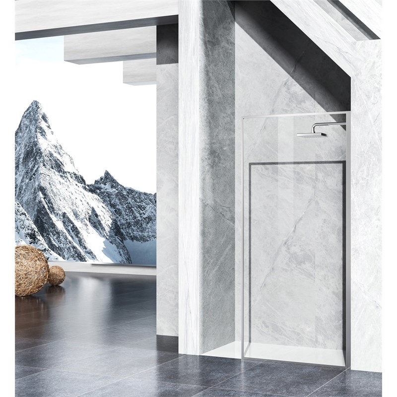 Elegant Kitchen and Bath Melbourne Fixed-framed Aluminum Shower Door in Chrome