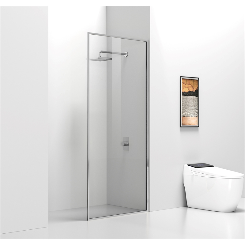 Elegant Kitchen and Bath Melbourne Fixed-framed Aluminum Shower Door in Nickel
