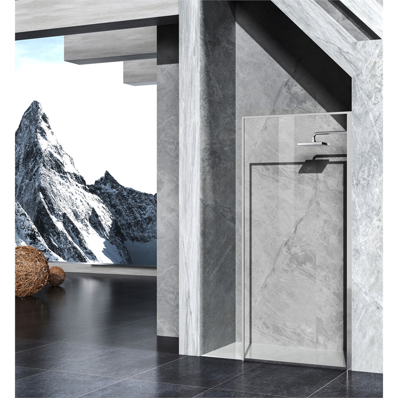 Elegant Kitchen and Bath Melbourne Fixed-framed Aluminum Shower Door in Nickel
