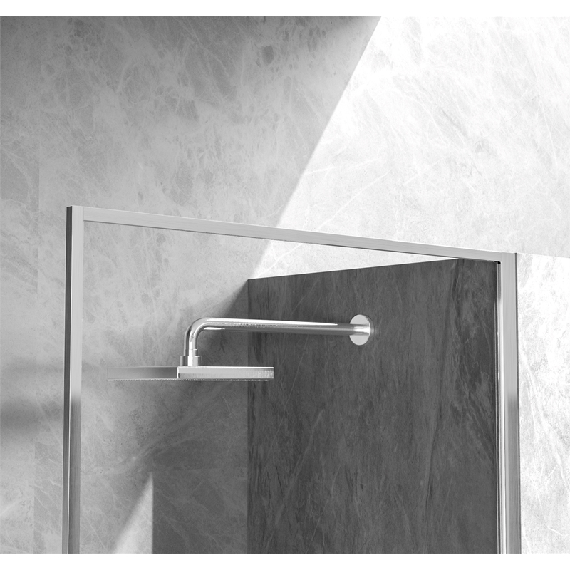 Elegant Kitchen and Bath Melbourne Fixed-framed Aluminum Shower Door in Nickel