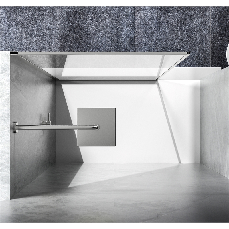 Elegant Kitchen and Bath Melbourne Fixed-framed Aluminum Shower Door in Nickel