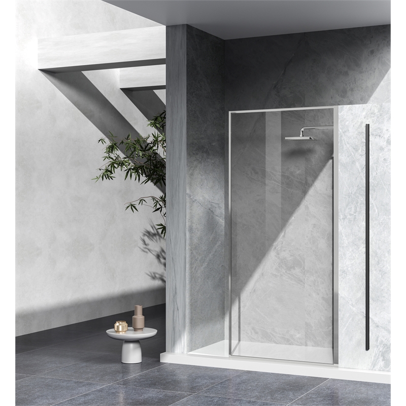 Elegant Kitchen and Bath Melbourne Fixed-framed Aluminum Shower Door in Nickel