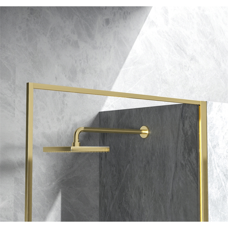 Elegant Kitchen and Bath Melbourne Fixed-framed Aluminum Shower Door in Gold