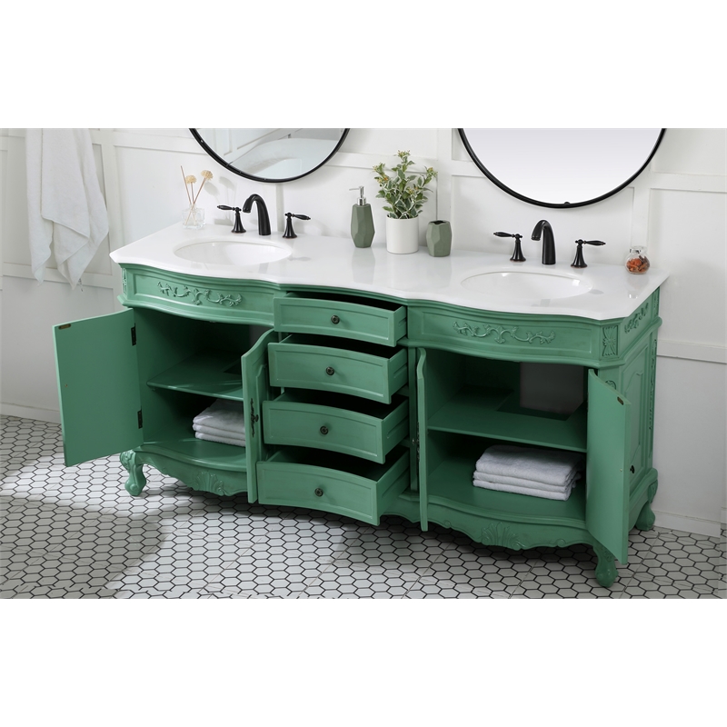 Elegant Kitchen and Bath Danville Double Solid Wood Bathroom Vanity in Green