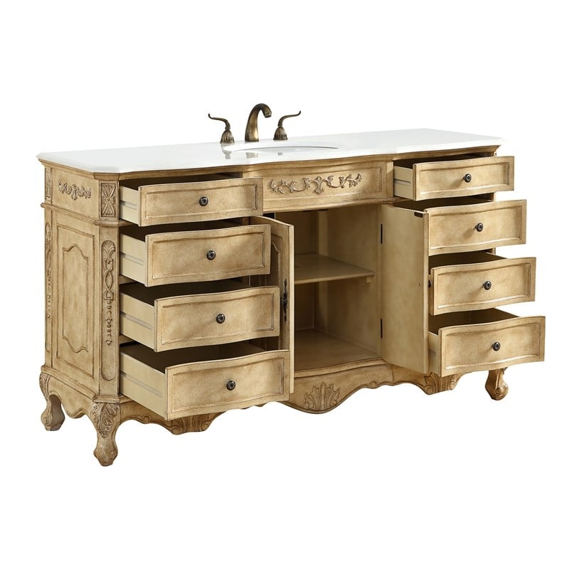 Elegant Kitchen and Bath Danville Solid Wood Bathroom Vanity in Light Beige