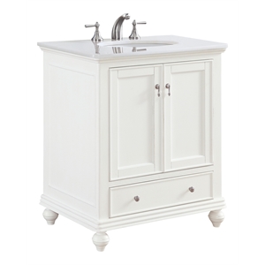 Elegant Kitchen and Bath Otto 30&quot Single Solid Wood Bathroom Vanity in White