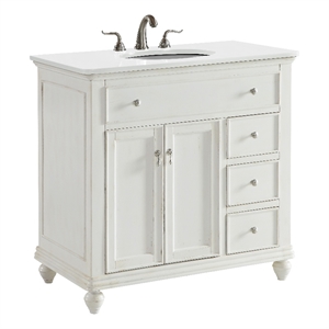 Elegant Kitchen and Bath Otto 36&quot Single Solid Wood Bathroom Vanity in White