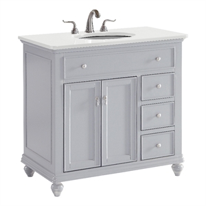 Elegant Kitchen and Bath Otto 36&quot Single Solid Wood Bathroom Vanity in Gray