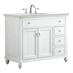 Elegant Kitchen and Bath Otto 42&quot Single Solid Wood Bathroom Vanity in White