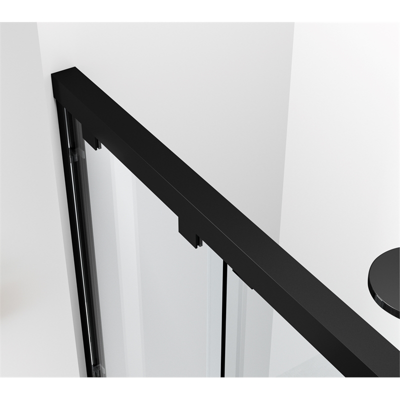 Elegant Kitchen and Bath Trenton Semi-frameless Aluminum Tub Door in Black