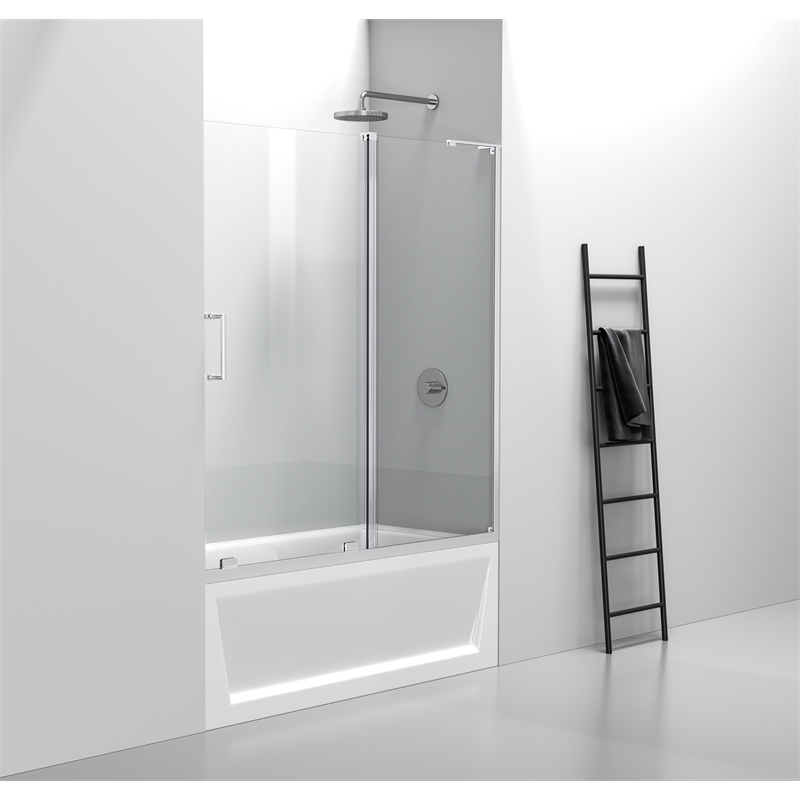 Elegant Kitchen and Bath Devon Frameless Aluminum Tub Door in Chrome