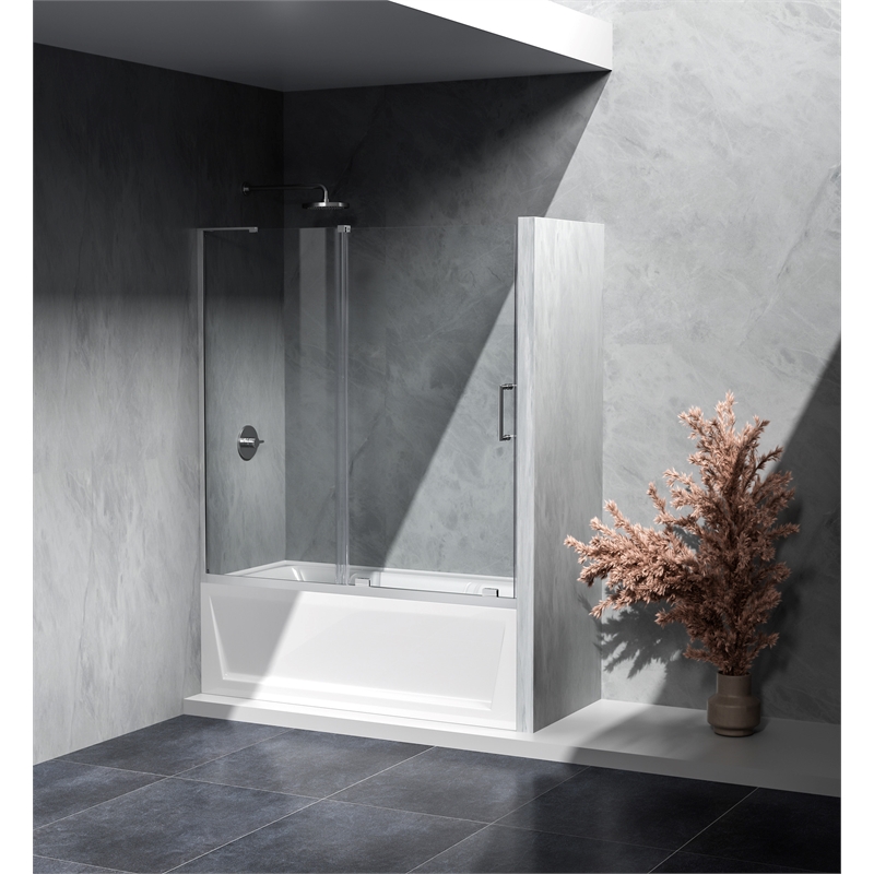 Elegant Kitchen and Bath Devon Frameless Aluminum Tub Door in Chrome