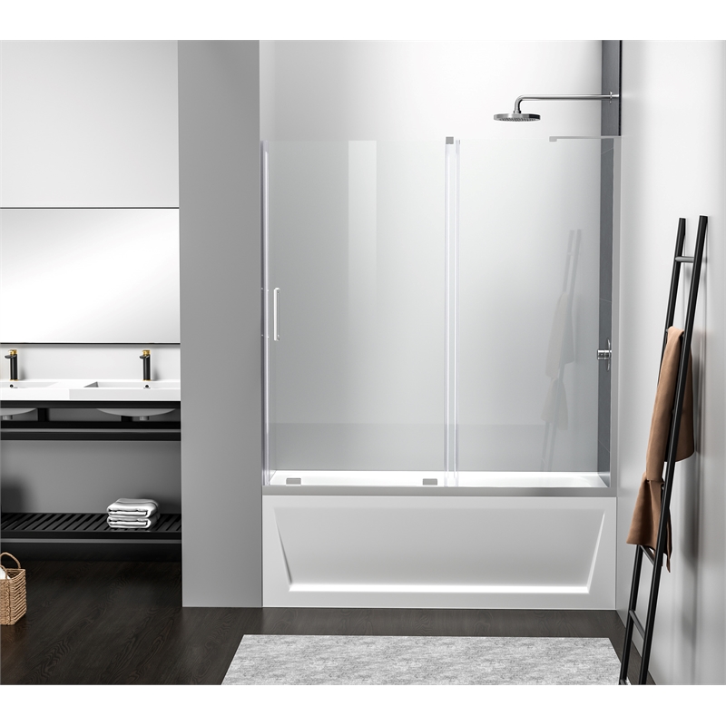 Elegant Kitchen and Bath Devon Frameless Aluminum Tub Door in Chrome